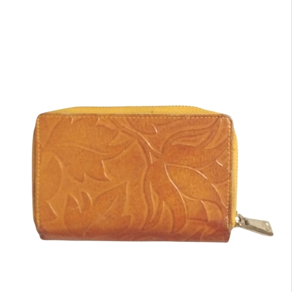 Valentina Wallet Caramel Brown Small Trifold Embossed Wallet - Picture 3 of 12